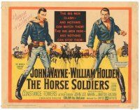 2p083 HORSE SOLDIERS TC '59 art of U.S. Cavalrymen John Wayne & William Holden, John Ford
