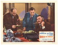 2p593 HOUSE OF STRANGERS LC #6 '49 smoking Edward G. Robinson & his henchmen with box of money!