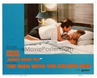 2p696 MAN WITH THE GOLDEN GUN LC #6 '74 Roger Moore as James Bond in bed with sexy Britt Ekland!