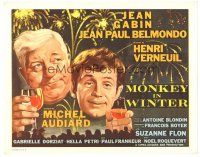 2p714 MONKEY IN WINTER int'l TC '63 Henri Verneuil's Un singe en hiver, art of Jean Gabin & Belmondo