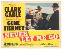 2p737 NEVER LET ME GO LC #2 '53 Clark Gable & Gene Tierney show passports to security guards!