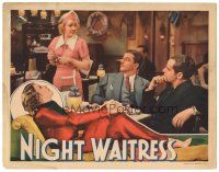 2p744 NIGHT WAITRESS LC '36 two guys in diner watch pretty Margot Grahame, great border art!
