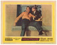 2p747 NIGHTMARE LC #3 '56 Edward G. Robinson hangs Kevin McCarthy out window, Cornell Woolrich!