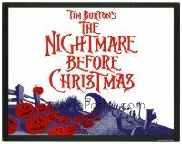 2p140 NIGHTMARE BEFORE CHRISTMAS TC '93 Tim Burton, Disney, great cartoon Halloween graveyard art!
