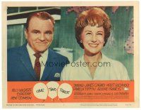 2p769 ONE, TWO, THREE LC #2 '62 Billy Wilder, great c/u of smiling James Cagney & Arlene Francis!