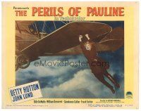 2p789 PERILS OF PAULINE LC #3 '47 Betty Hutton as silent screen heroine hanging from airplane!