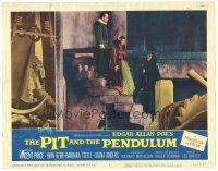 2p794 PIT & THE PENDULUM LC #3 '61 hooded Vincent Price with 2 people on dungeon stairs!