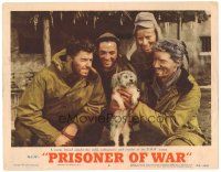 2p808 PRISONER OF WAR LC #6 '54 Ronald Reagan & soldiers make friends with a cute dog at POW camp!