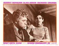 2p970 WAIT UNTIL DARK LC #7 '67 close up of blind Audrey Hepburn, who's holding Jean Del Val's arm