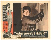 2p986 WHY MUST I DIE LC #7 '60 close up of bad girl Debra Paget trying to break into safe!