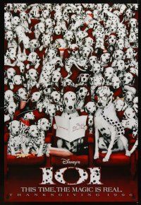 2t017 101 DALMATIANS teaser 1sh '96 Walt Disney live action, image of dogs in theater!