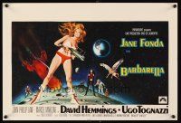 2r545 BARBARELLA Belgian '68 sexiest sci-fi art of Jane Fonda by Robert McGinnis, Roger Vadim!