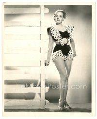 2s082 ANGELA GREENE 8x10 still '40s full-length modeling a skimpy flower outfit by Jack Woods!