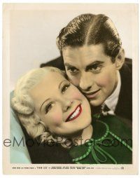 2s037 THIN ICE color 8x10 still '37 great romantic close up of Sonja Henie & Tyrone Power!