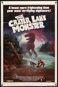 2w232 CRATER LAKE MONSTER 1sh '77 Wil art of the dinosaur more frightening than your nightmares!
