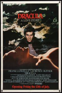 2w303 DRACULA advance 1sh '79 Bram Stoker, close up of vampire Frank Langella & sexy girl!