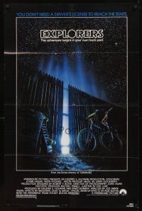 2w342 EXPLORERS 1sh '85 directed by Joe Dante, the adventure begins in your own back yard!