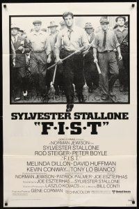 2w346 F.I.S.T. 1sh '77 great image of Sylvester Stallone & lots of angry strikers!