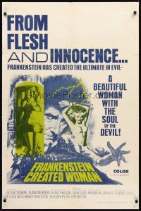 2w395 FRANKENSTEIN CREATED WOMAN 1sh '67 Peter Cushing, Susan Denberg had the soul of the Devil!