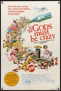 2w435 GODS MUST BE CRAZY 1sh '82 wacky Jamie Uys comedy about native African tribe, Goodman art!