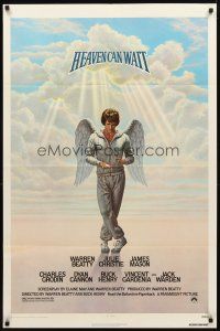 2w476 HEAVEN CAN WAIT 1sh '78 art of angel Warren Beatty wearing sweats by Lettick, football!