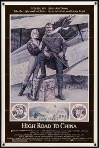 2w488 HIGH ROAD TO CHINA 1sh '83 Morgan Kane art of aviator Tom Selleck & Bess Armstrong!