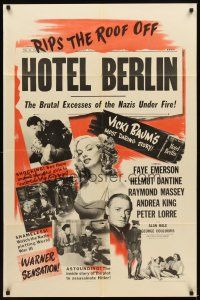 2w499 HOTEL BERLIN 1sh '45 sexy Faye Emereson, Helmut Dantine, Andrea King, rips the roof off!