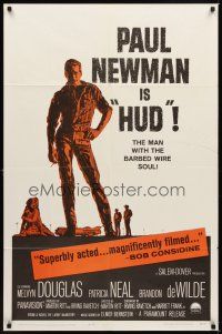 2w511 HUD 1sh '63 Paul Newman is the man with the barbed wire soul, Martin Ritt classic!