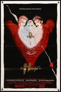 2w516 HUNGER 1sh '83 art of vampire Catherine Deneuve, rocker David Bowie & Susan Sarandon!