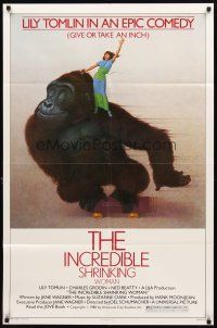 2w533 INCREDIBLE SHRINKING WOMAN style B 1sh '81 Lettick art of Lily Tomlin, gorilla on skateboard!