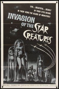2w545 INVASION OF THE STAR CREATURES 1sh '62 evil, beautiful, in their veins the blood of monsters