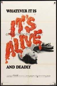 2w554 IT'S ALIVE 1sh '74 Larry Cohen directed horror, cool bloody title!