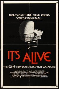 2w555 IT'S ALIVE 1sh R76 Larry Cohen, classic creepy baby carriage image!