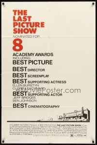 2w593 LAST PICTURE SHOW AA nominations 1sh '72 Peter Bogdanovich, Jeff Bridges, Tim Bottoms!
