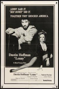 2w606 LENNY style B 1sh '74 Dustin Hoffman as Lenny Bruce at microphone w/sexy Valerie Perrine!