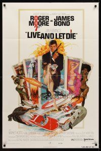 2w613 LIVE & LET DIE 1sh '73 art of Roger Moore as James Bond by Robert McGinnis!