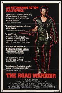 2w635 MAD MAX 2: THE ROAD WARRIOR style B 1sh '82 Mel Gibson returns as Mad Max, cool image!