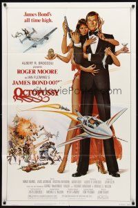 2w687 OCTOPUSSY 1sh '83 art of sexy Maud Adams & Roger Moore as James Bond by Goozee