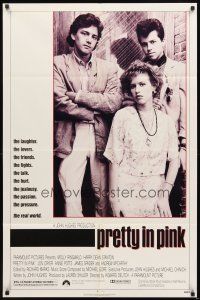 2w731 PRETTY IN PINK 1sh '86 great portrait of Molly Ringwald, Andrew McCarthy & Jon Cryer!