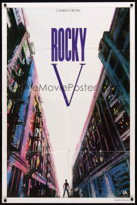 2w770 ROCKY V advance DS 1sh '90 Sylvester Stallone, John G. Avildsen boxing sequel, cool image!