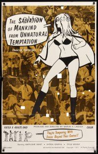 2w779 SALVATION OF MANKIND 1sh '71 sexy MaryJane Saint, montage of many naked people!
