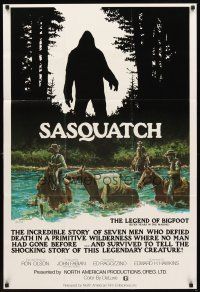 2w783 SASQUATCH 1sh '78 cool art of men searching for Bigfoot in the woods by Marv Boggs!