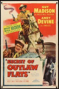2w790 WILD BILL HICKOK stock style B 1sh '53 Andy Devine, Guy Madison, Secret of Outlaw Flats!