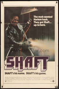 2w798 SHAFT 1sh '71 classic image of tough Richard Roundtree shooting gun!