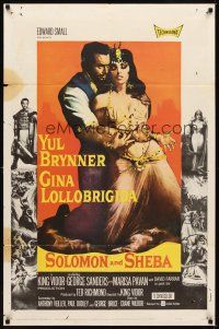 2w816 SOLOMON & SHEBA 1sh '59 Yul Brynner with hair & super sexy Gina Lollobrigida!
