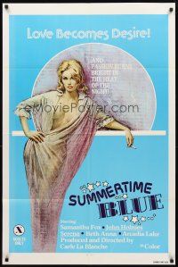 2w847 SUMMERTIME BLUE 1sh '78 Samantha Fox, John Holmes, Serena, sexy artwork!