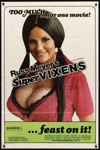 2w848 SUPER VIXENS 1sh '75 Russ Meyer, super sexy Shari Eubank is TOO MUCH for one movie!