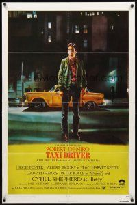 2w870 TAXI DRIVER 1sh '76 classic art of Robert De Niro by cab, directed by Martin Scorsese!