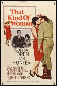 2w882 THAT KIND OF WOMAN 1sh '59 images of sexy Sophia Loren, Tab Hunter & George Sanders!