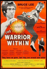2w963 WARRIOR WITHIN 1sh '76 action images of Chuck Norris & Bruce Lee!